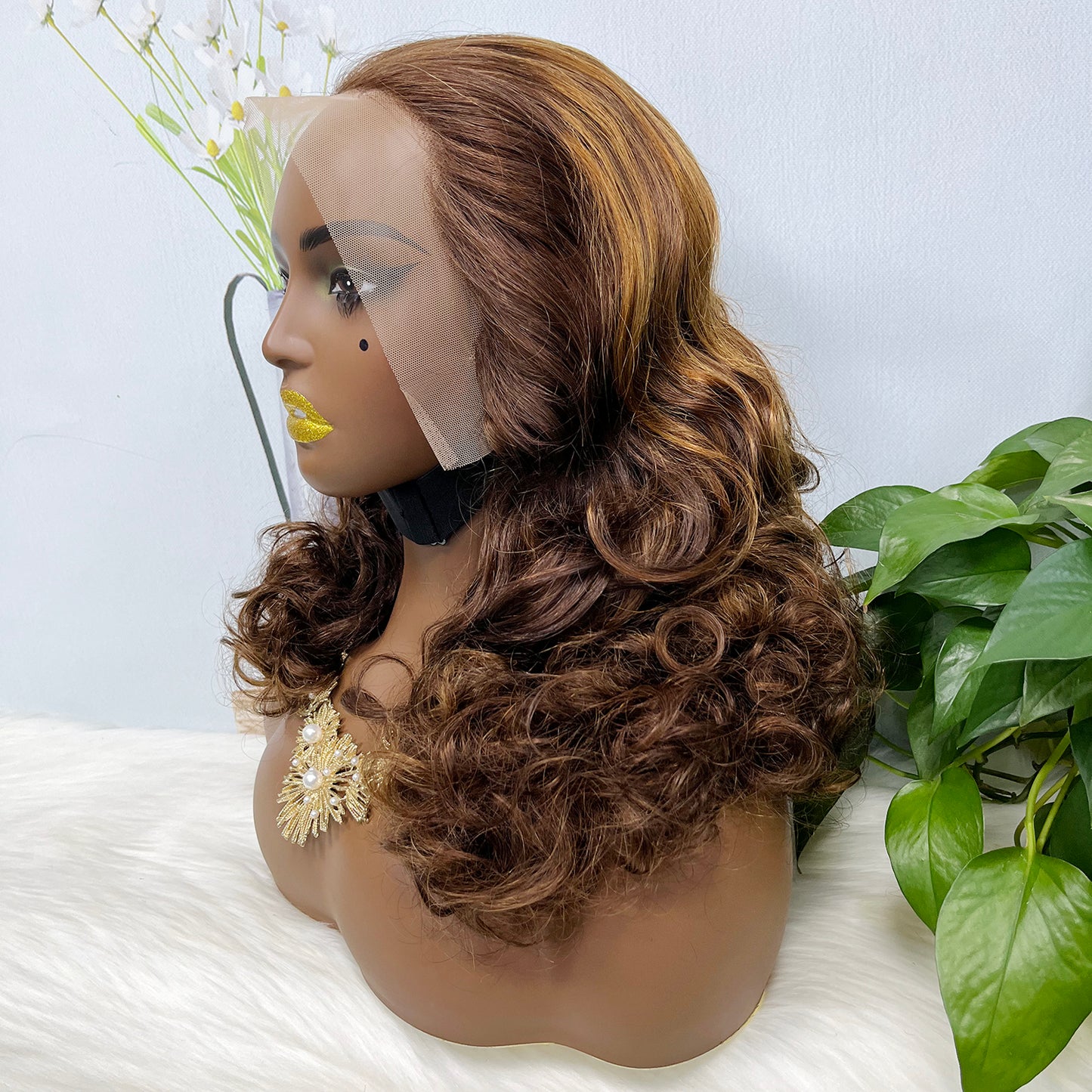 Double Drawn 13*4 Lace Wig Bouncy Natural Virgin Human Hair Wig Color P4/30