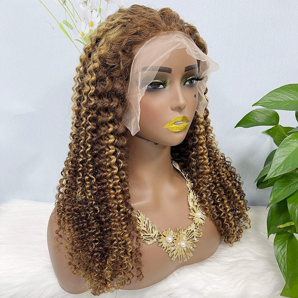 13*4 Lace Wig Jerry Curl Natural Virgin Human Hair Lace Wigs Color P4/27#