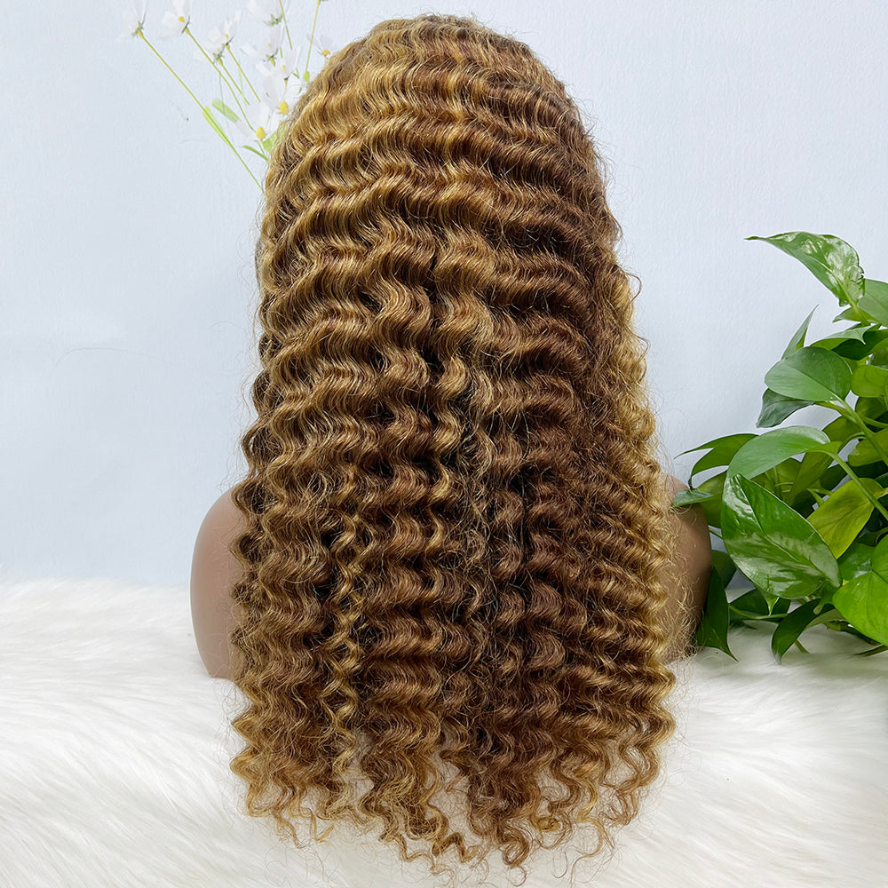 13*4 Lace Wig Deep Wave Natural Virgin Human Hair Lace Wigs Color P4/27#