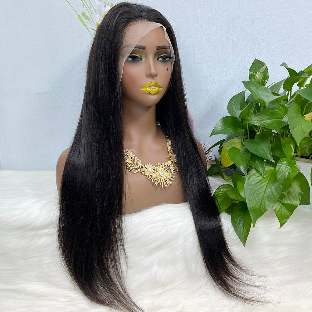 13*4 Lace Wig Straight Natural Color Virgin Human Hair Wigs 200% Density Color NC