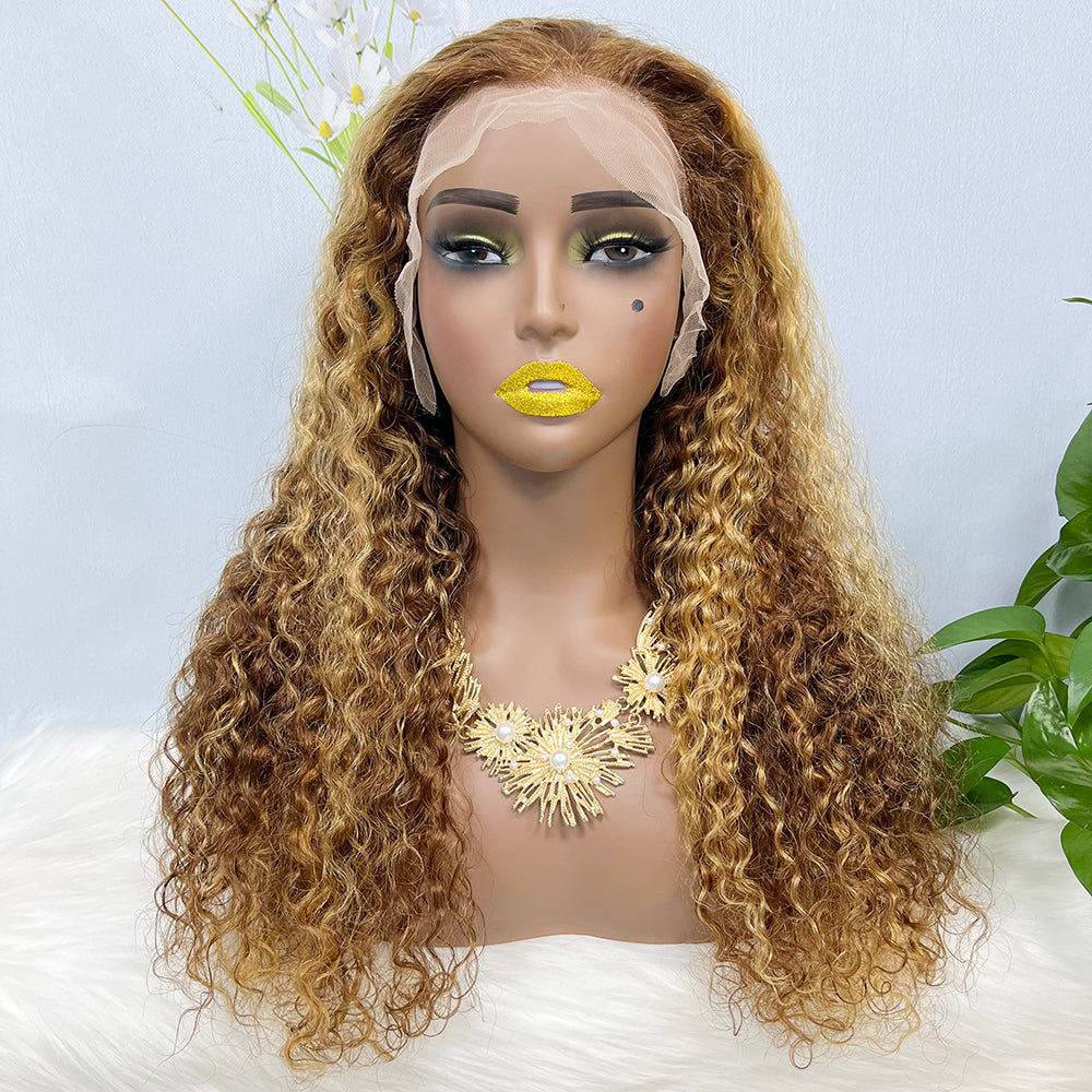 13*4 Lace Wig Water Wave Natural Virgin Human Hair Lace Wigs Color P4/27#