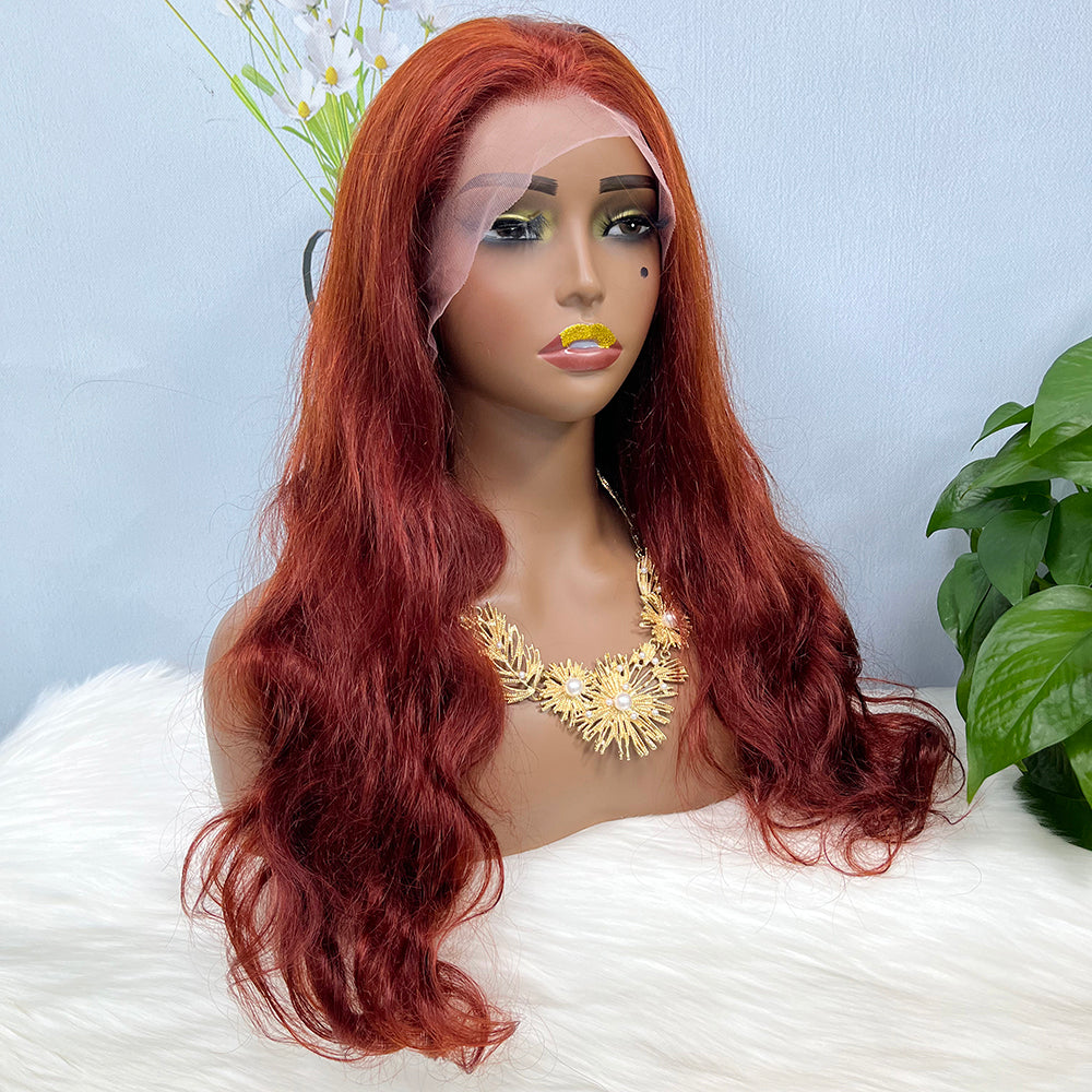 13*4 Lace Wig  Body Wave Natural Human Hair Lace Wigs Color 33# 200% Density