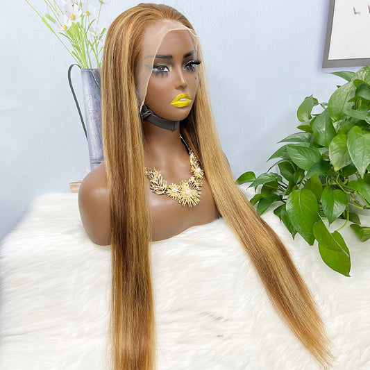 13*4 Lace Wig Straight Natural Virgin Human Hair Lace Wigs Color P4/27#