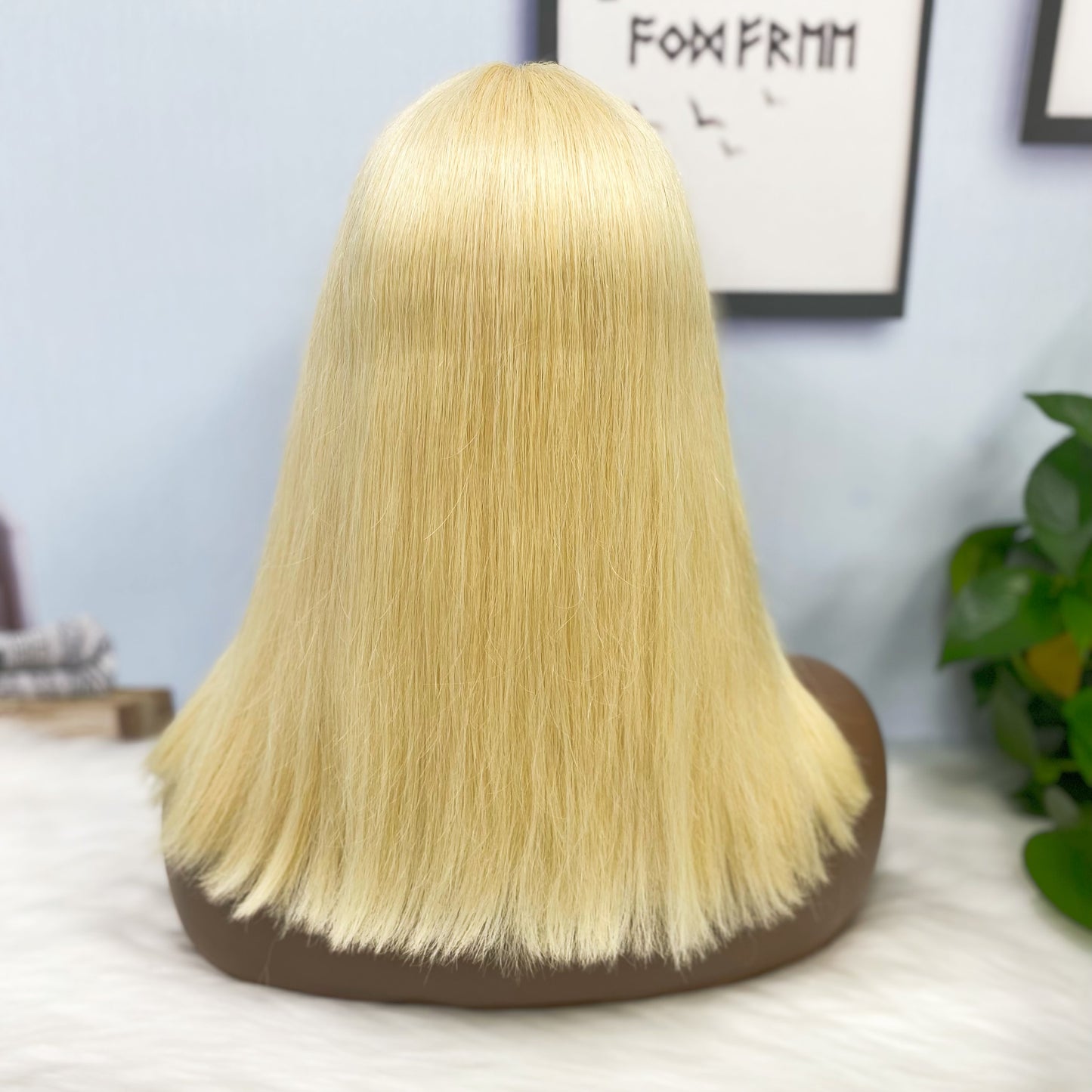 T Lace Bob Wig Straight Natural Human Hair Color 613#