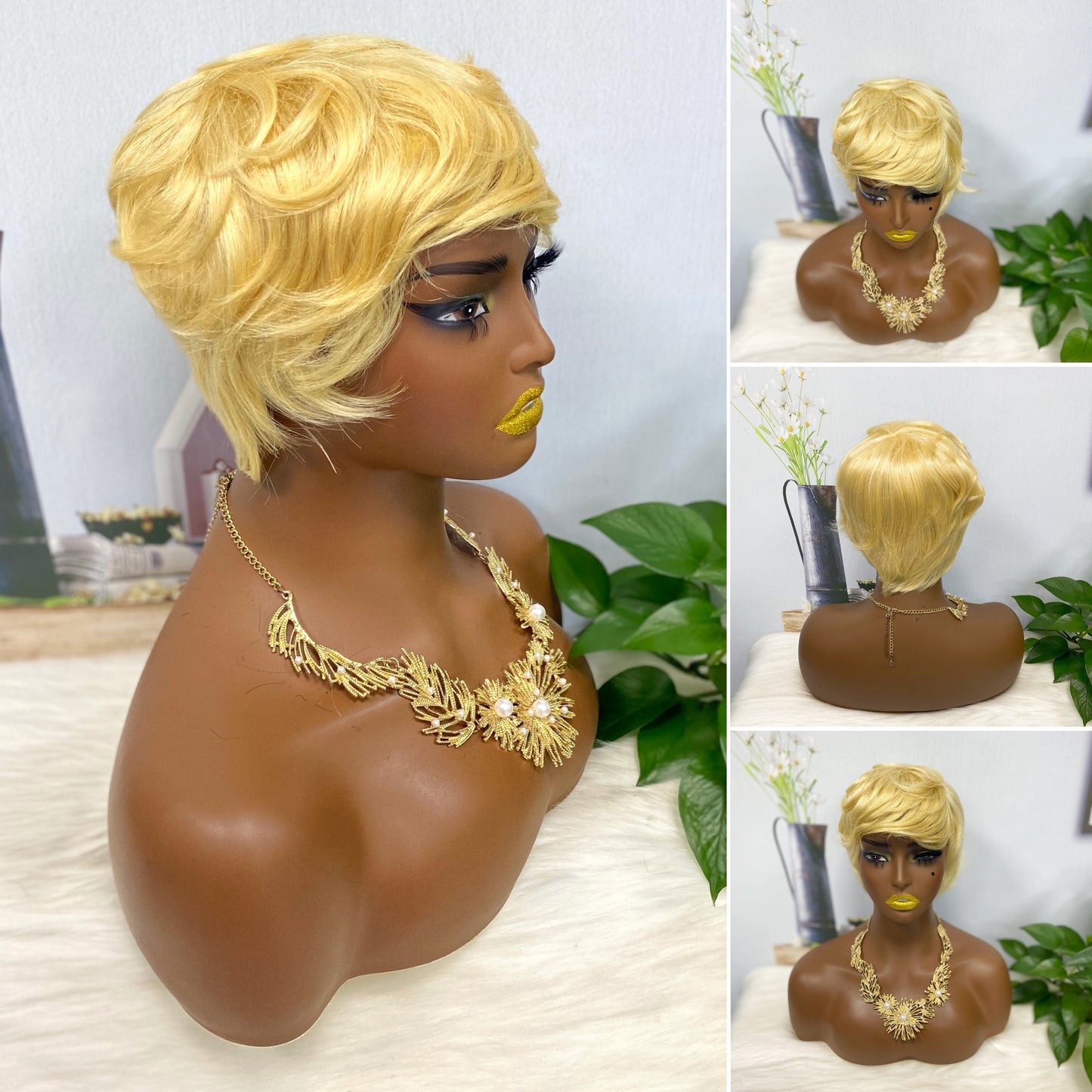 Machine Human Hair Wig Natural Hair Wigs 0701 Color T1B/27#