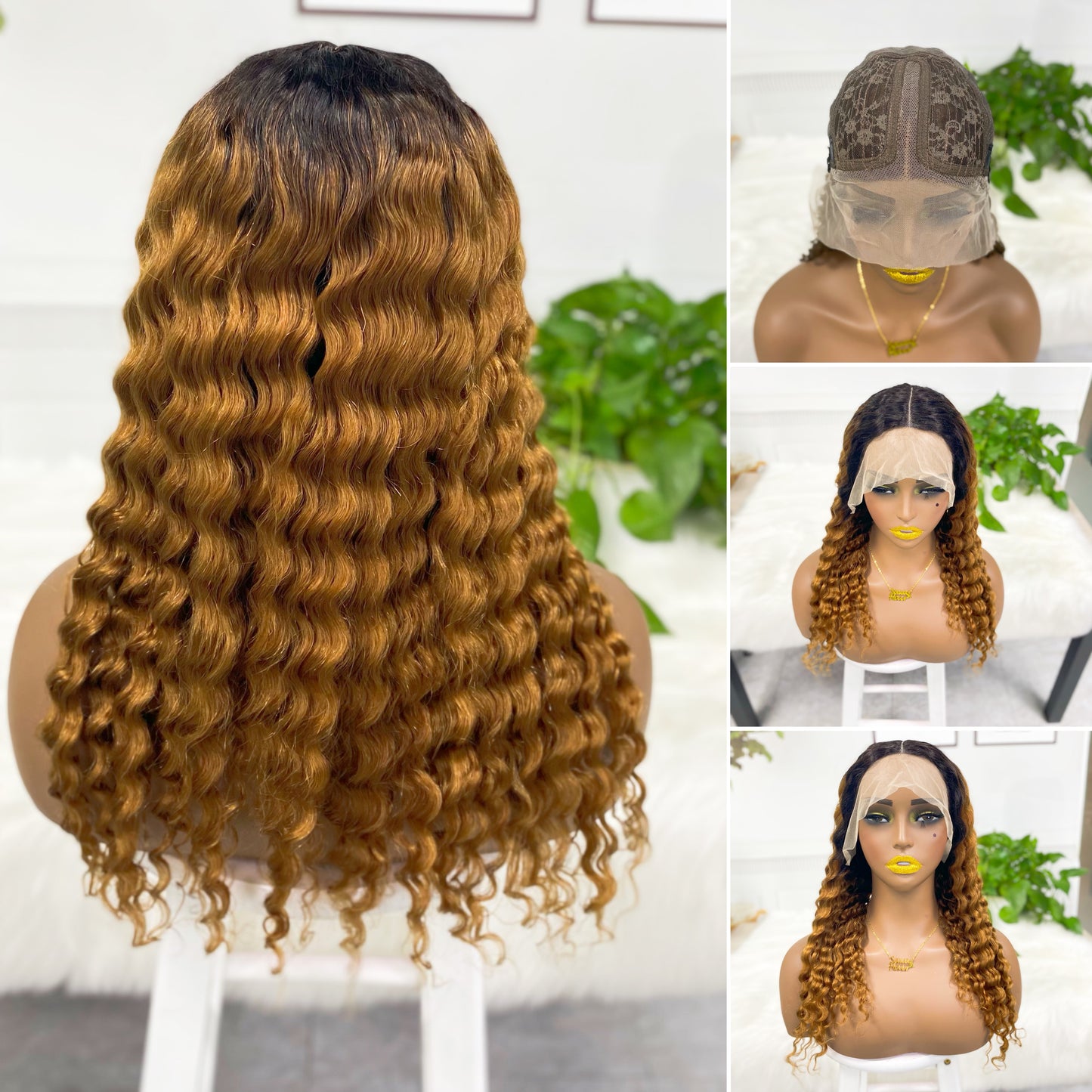 T Lace Wig Deep WaveNatural Human Hair Lace Wigs Color 99J 20inch