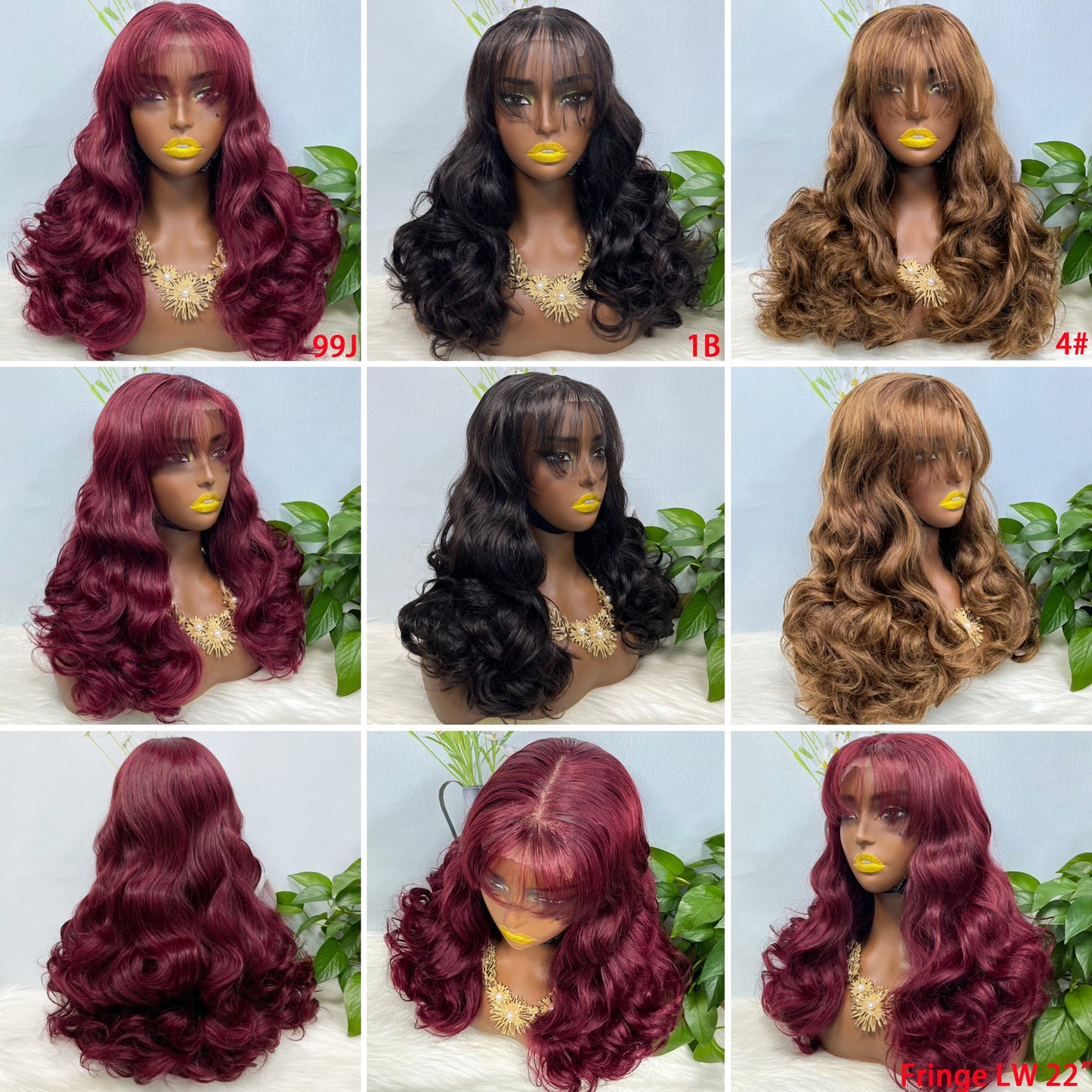 Fringe Double Drawn 5*5  Wig Loose Wave  Lace Wigs Color 99J 22inch