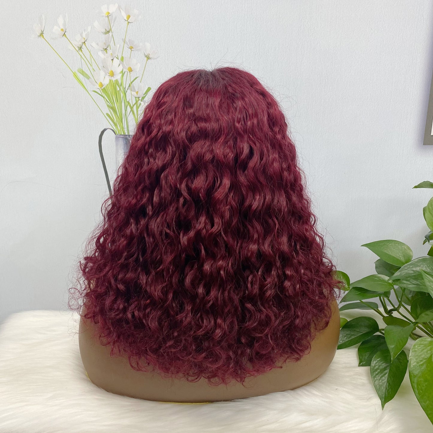 DD 4*4 Bob Lace Wig vague d'eau couleur 99J perruques de dentelle de cheveux humains naturels 14 pouces