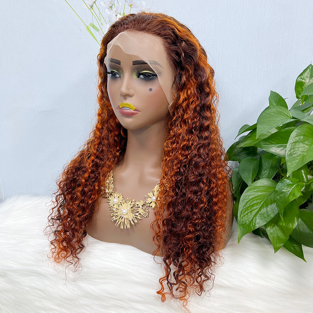 13*4 Lace Wig   Water Wave Natural Virgin Human Hair Lace Wigs Color P4/350# 200% Density