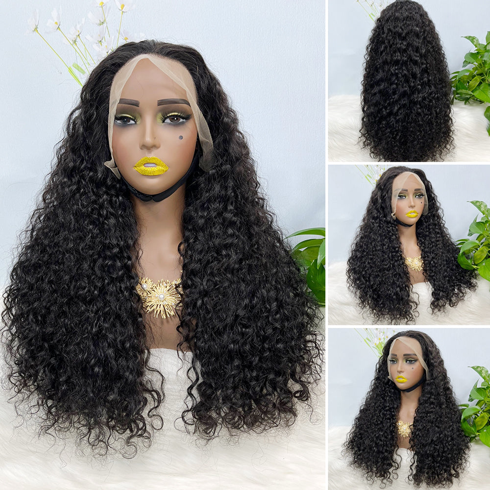 Double Drawn 13*4  Lace Wig Water Wave Natural Virgin Human Hair Wig Color P4/27#