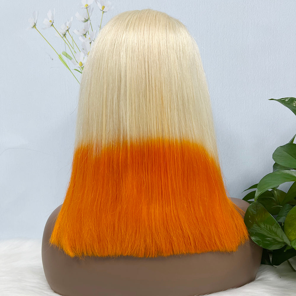 13*4 BoB Wig Straight  Wigs Color T613/Orange 200% Density