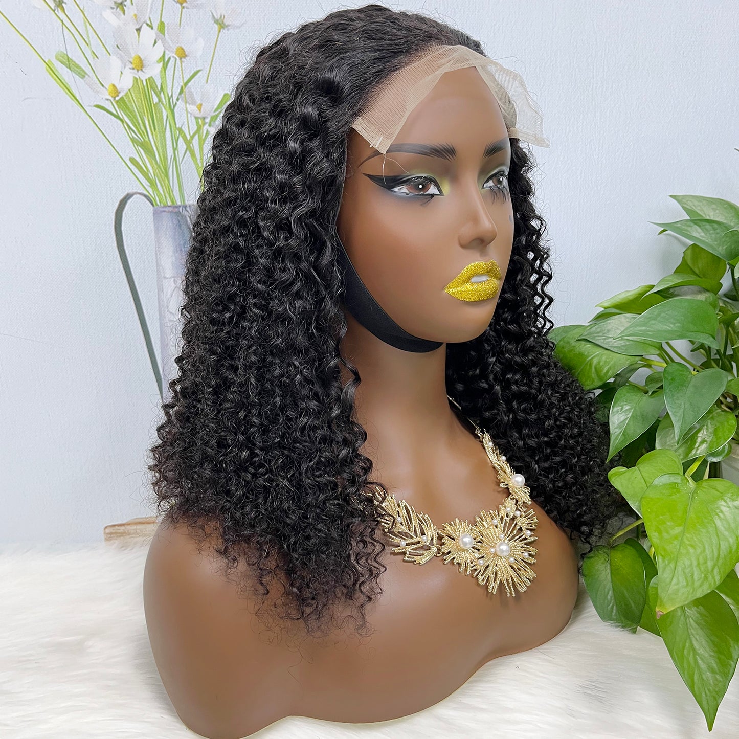 6*6 Lace Wig Jerry Curl Natural Virgin Human Hair Lace Wigs Color NC 250% Density