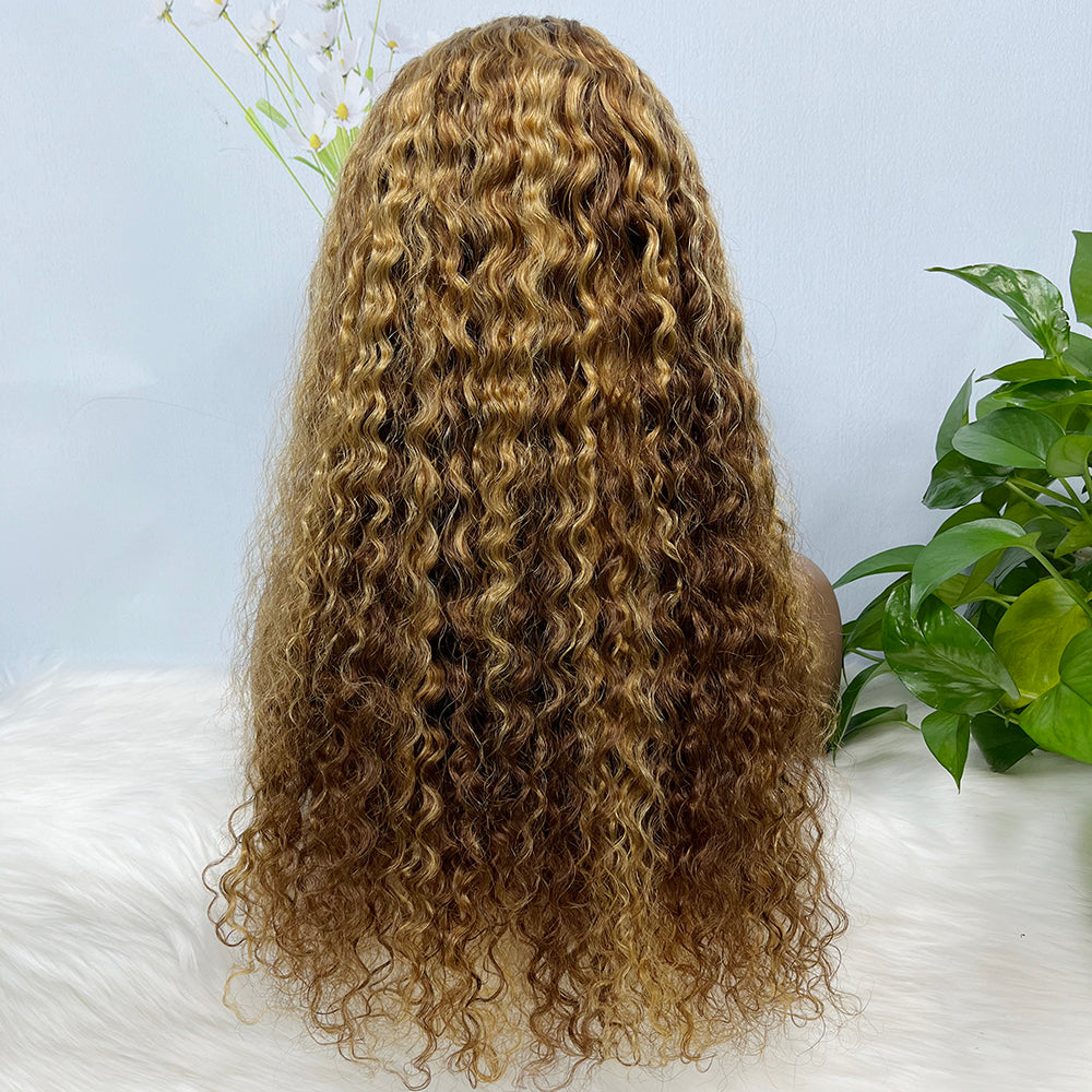 13*4 Lace Wig Water Wave Natural Virgin Human Hair Lace Wigs Color P4/27#