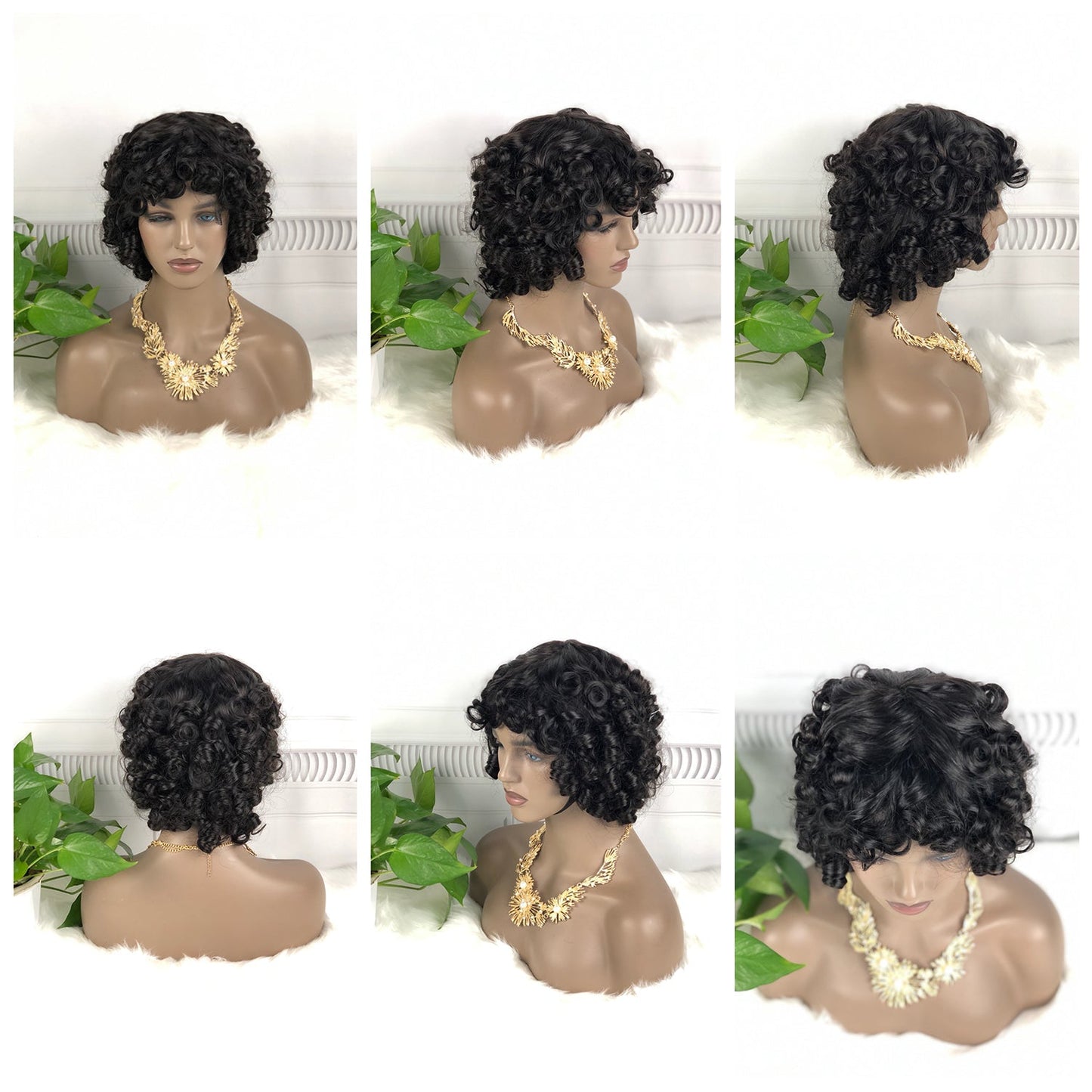 DD Wig Big Fumi Curl Machine Human Hair Wig Natural Hair Wigs Color 99J