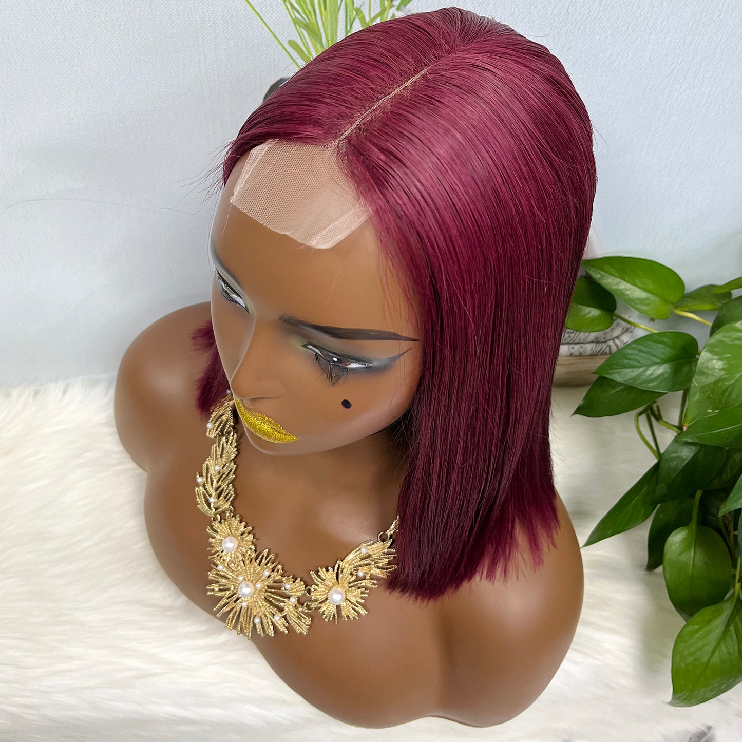 Super Double Drawn 2*6 Lace Bob Wig  Human Hair Lace Wig Color 99J Straight