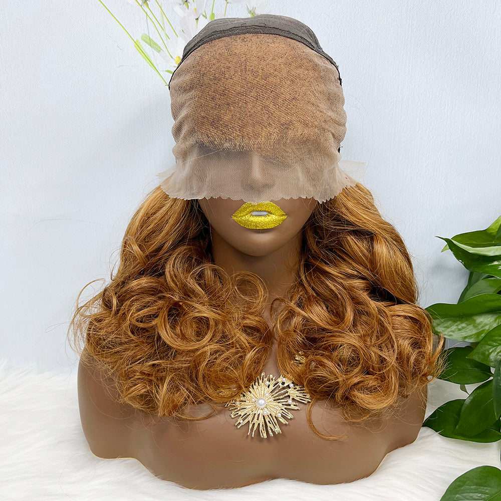 Double Drawn 13*4 Lace Wig Loose Wave Natural Human Hair Lace Wig Color 30# 250% Density