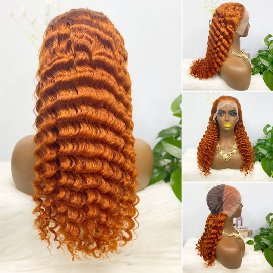 13*4 Lace Wig Deep Wave Natural Virgin Human Hair Lace Wigs Color 350#