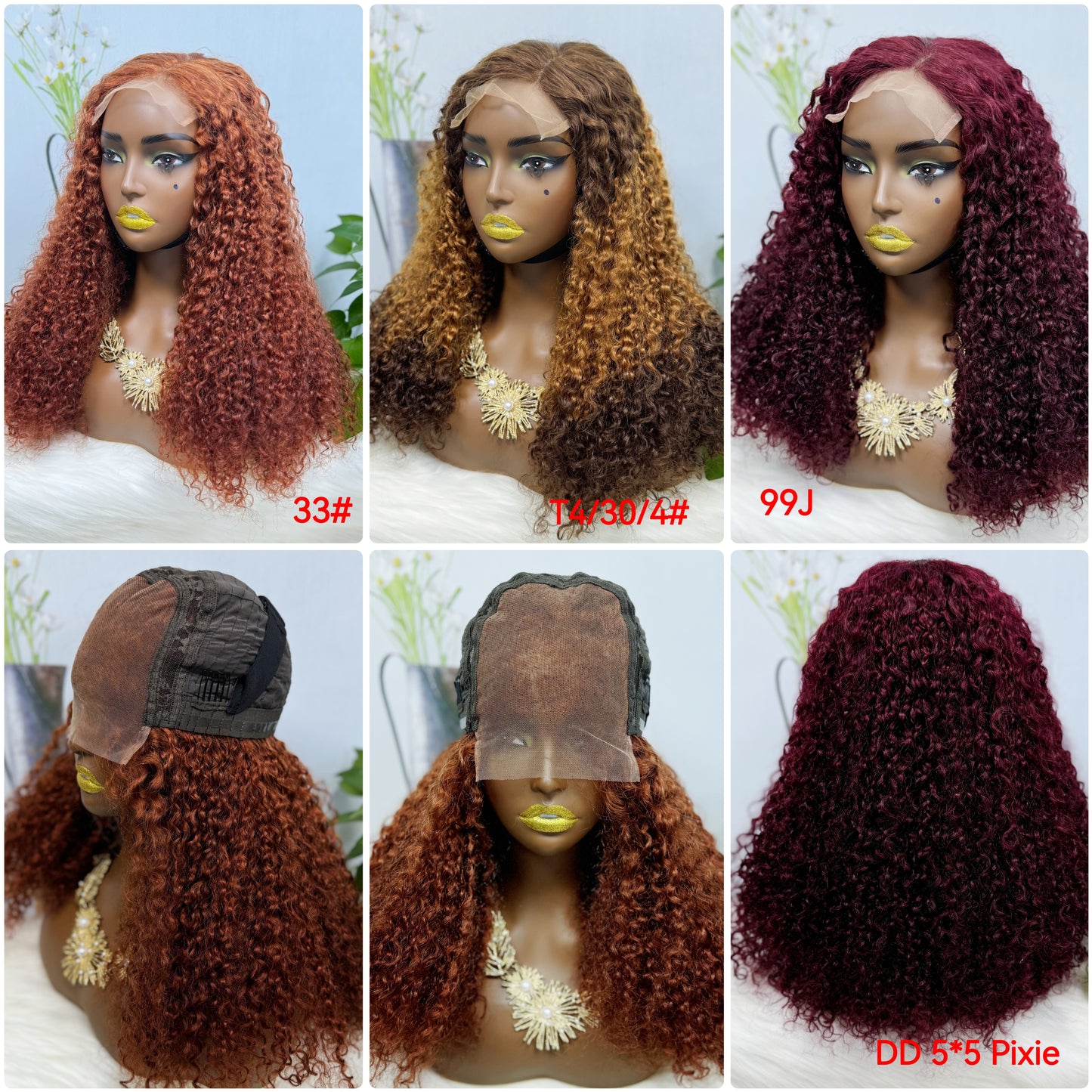 Double Drawn 5*5 Glueless Wig Pixie Curl Natural Color Lace Wigs Color T4/30/4# 20inch