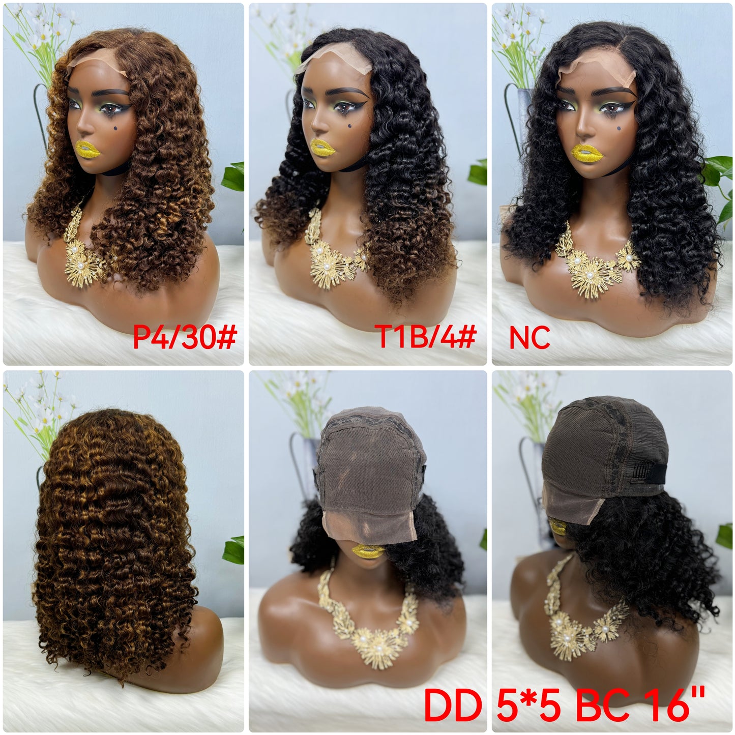 Double Drawn 5*5 Glueless Wig Burmese Curl Natural Color Lace Wigs Color NC 16inch