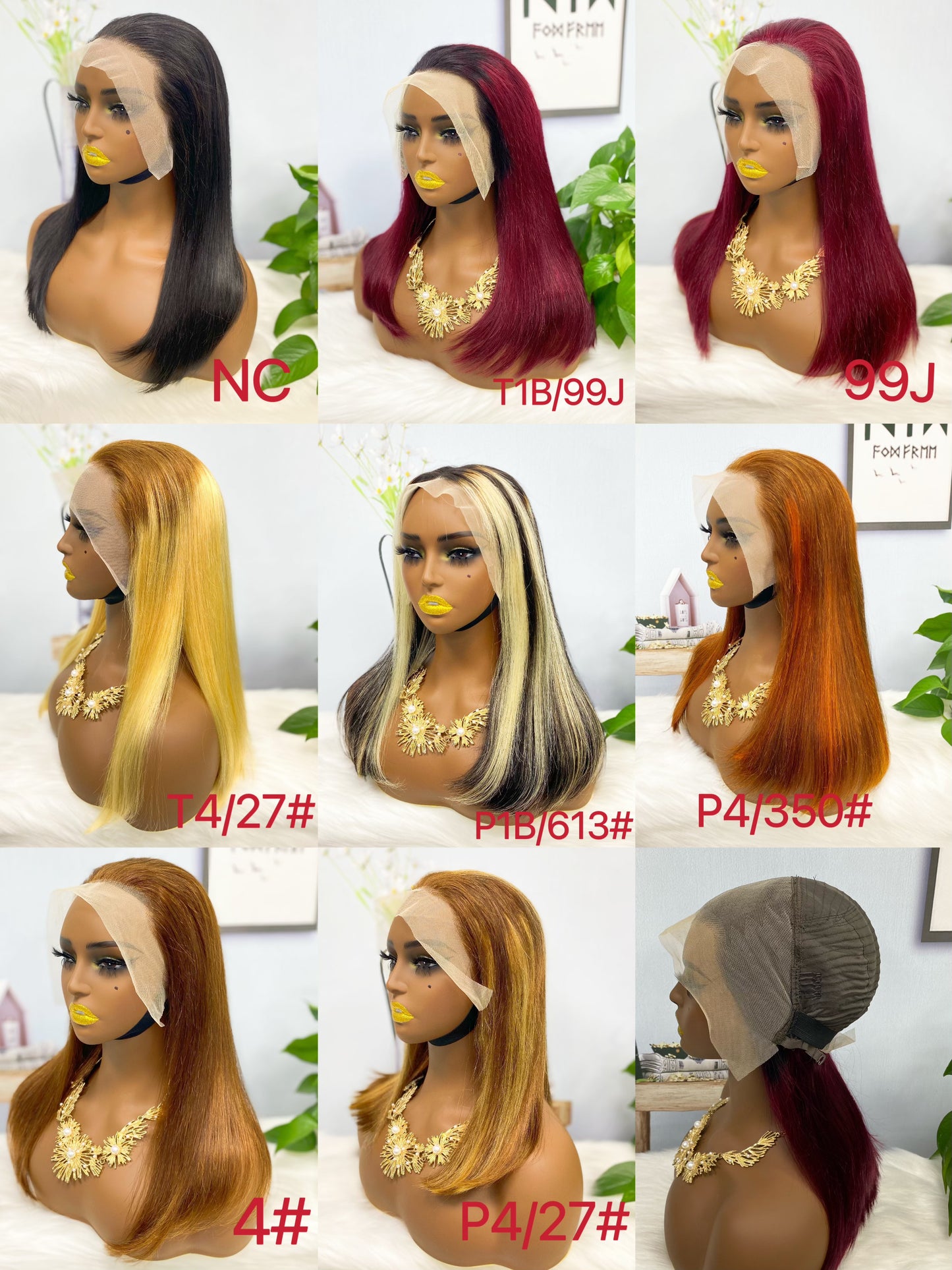 Double Drawn 13*4 BoB Straight  Wigs Color 99J 250% Density