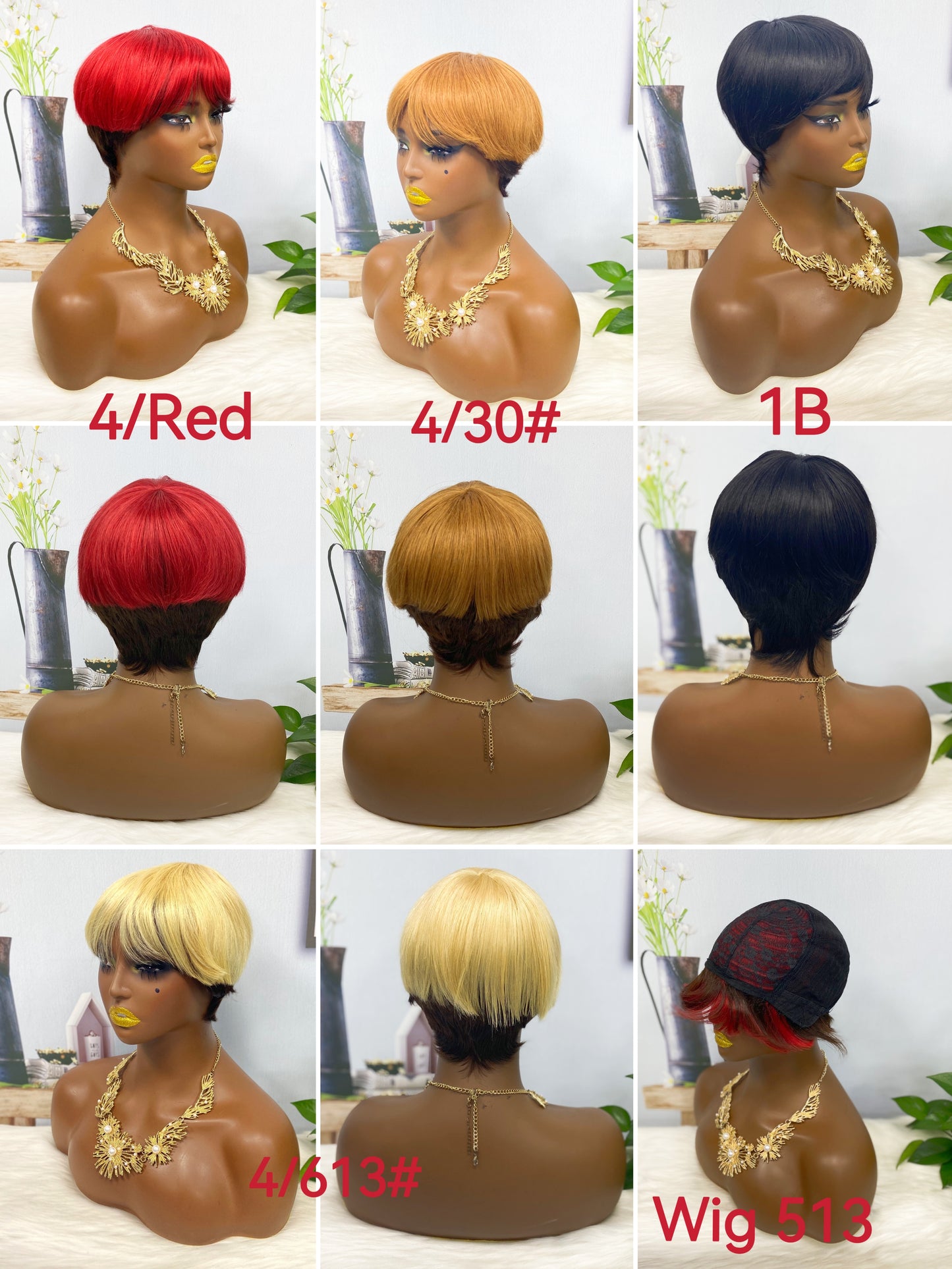 Machine Human Hair Wig Natural Hair Wig 513 Color 1B