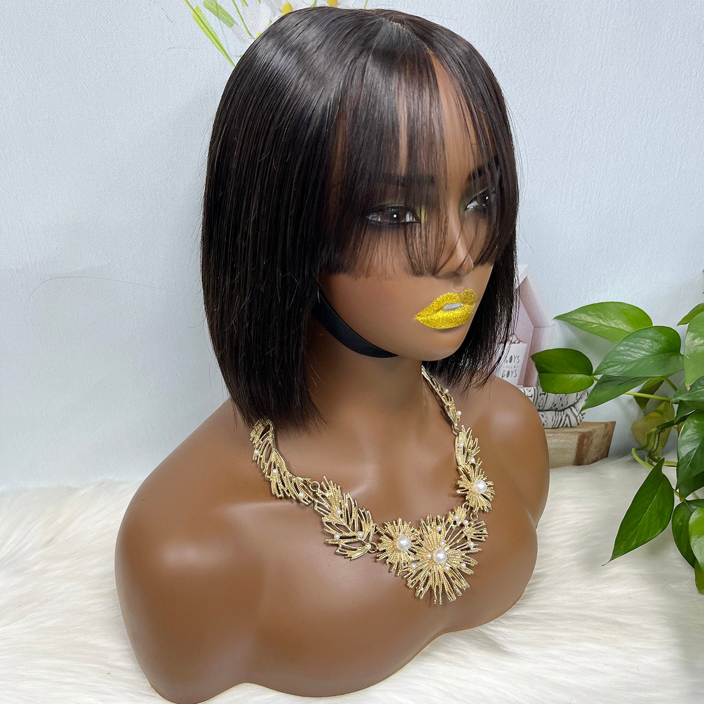 Fringe SDD 2*6 Lace Bob Wig Human Hair Lace Wig Color NC Straight