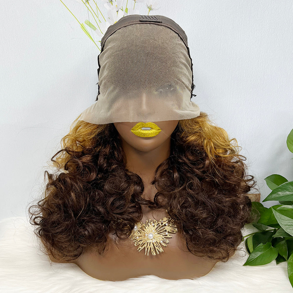 DD 13*4 Lace Wig Fumi  Natural Human Hair Lace Wigs Color T4/27/4# 250% Density