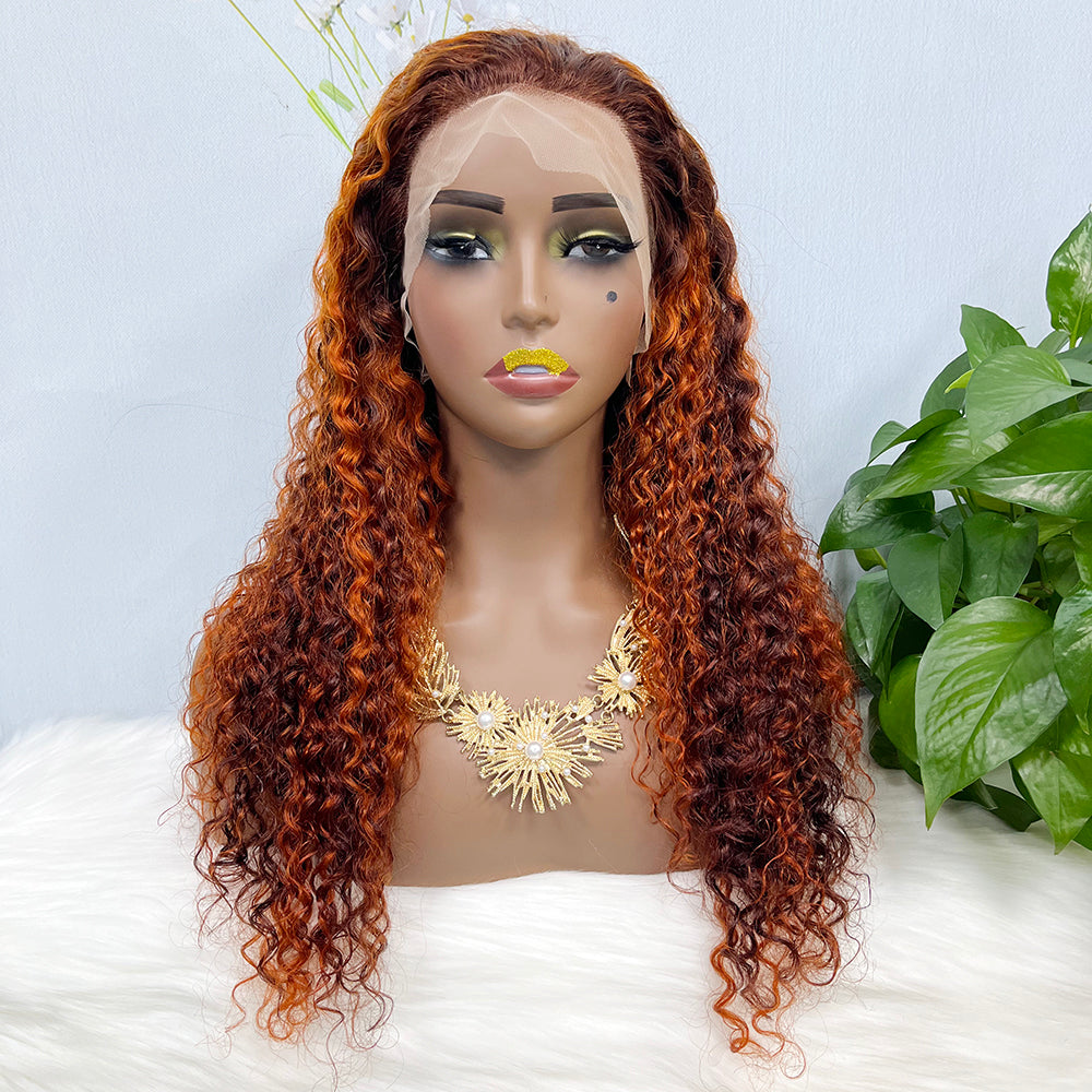 13*4 Lace Wig   Water Wave Natural Virgin Human Hair Lace Wigs Color P4/350# 200% Density