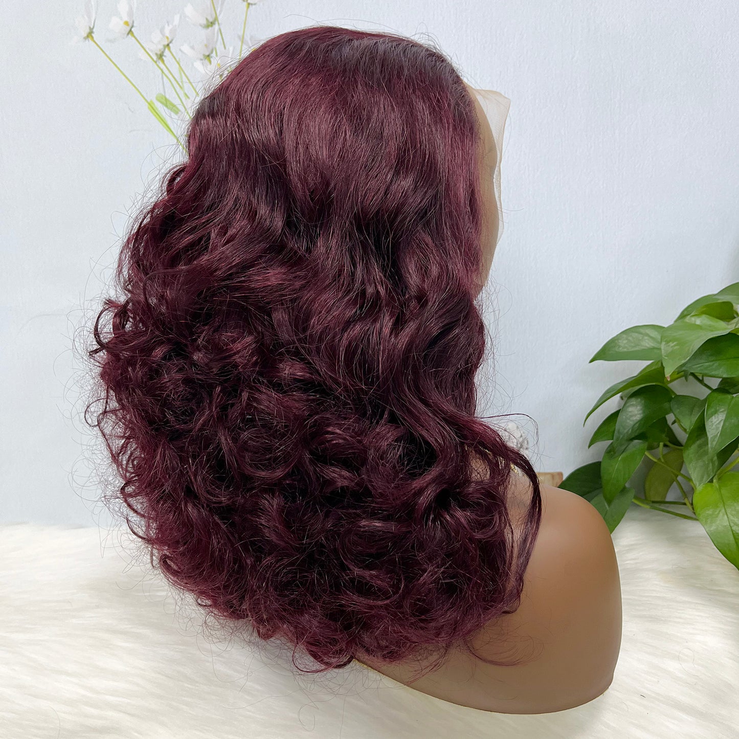 Double Drawn 13*4 Lace Wig Bouncy Natural Virgin Human Hair Wig Color 99J