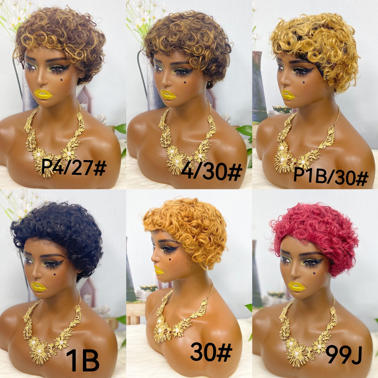 Machine Human Hair Wig Natural Hair Wig 026 Color P4/30#