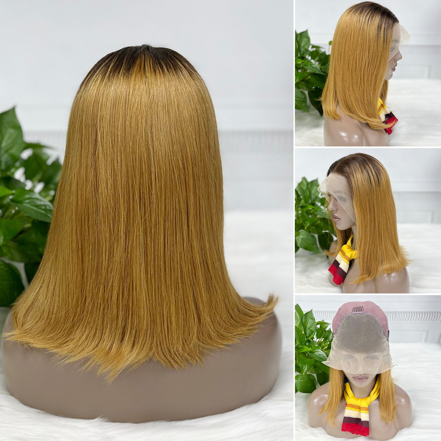 13*4 Raw Hair  BoB Wig Straight  Wigs Color T4/30# 200% Density