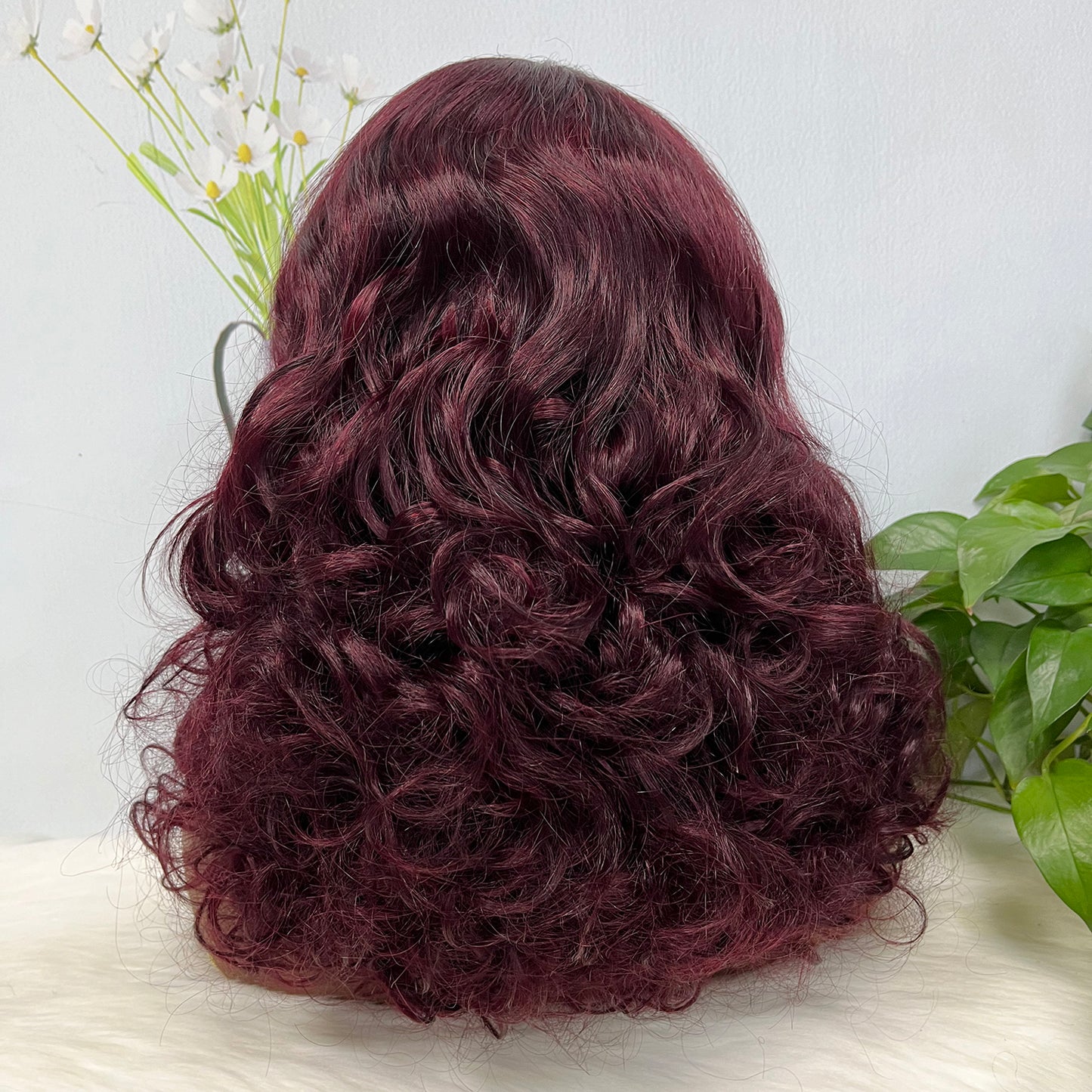 Double Drawn 13*4 Lace Wig Bouncy Natural Virgin Human Hair Wig Color 99J