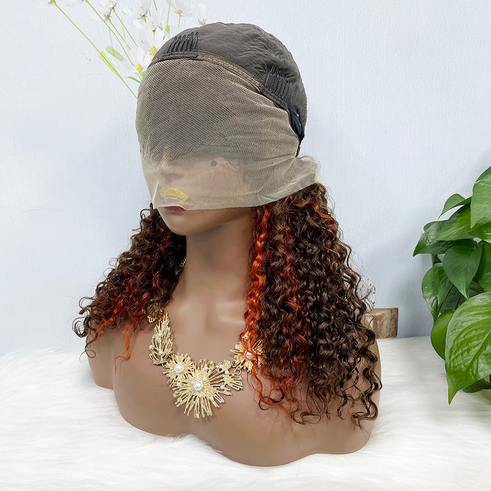 13*4 Lace Wig Water Wave Natural Human Hair Lace Wigs Color P4/350# 250% Density