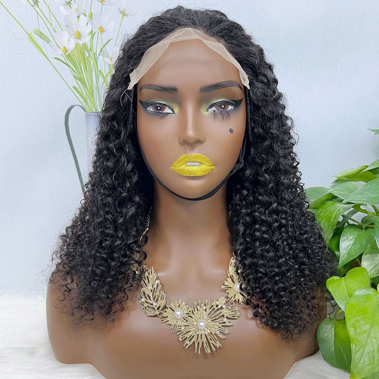 6*6 Lace Wig Jerry Curl Natural Virgin Human Hair Lace Wigs Color NC 250% Density