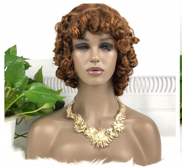 DD Wig Big Fumi Curl Machine Human Hair Wig Natural Hair Wigs Color P4/27#