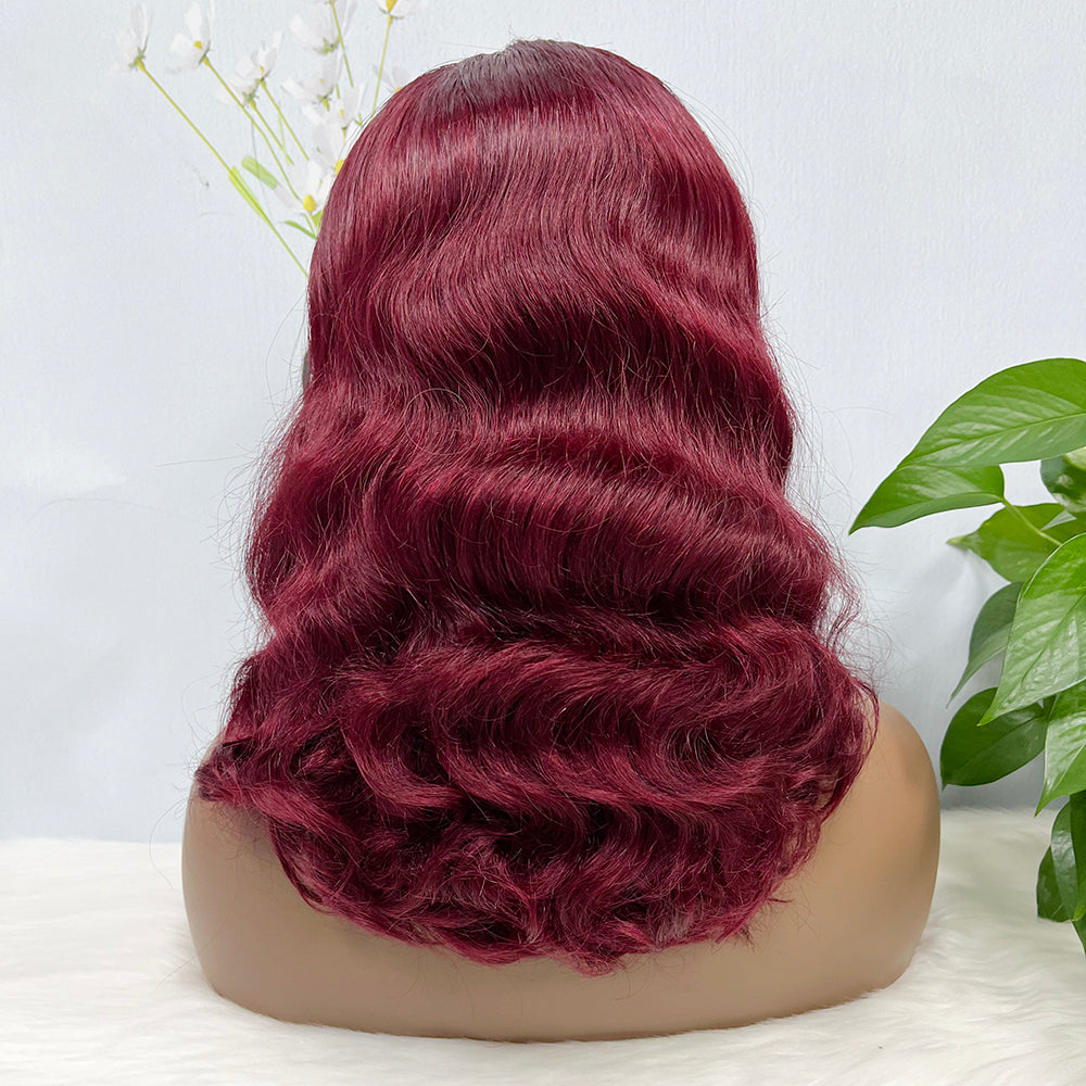 DD 13*4 Lace Wig Loose Body Wave Natural Virgin Human Hair Lace Wigs Color 99J 250% Density