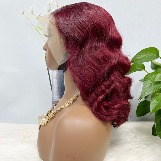 DD 13*4 Lace Wig Loose Body Wave Natural Virgin Human Hair Lace Wigs Color 99J 250% Density