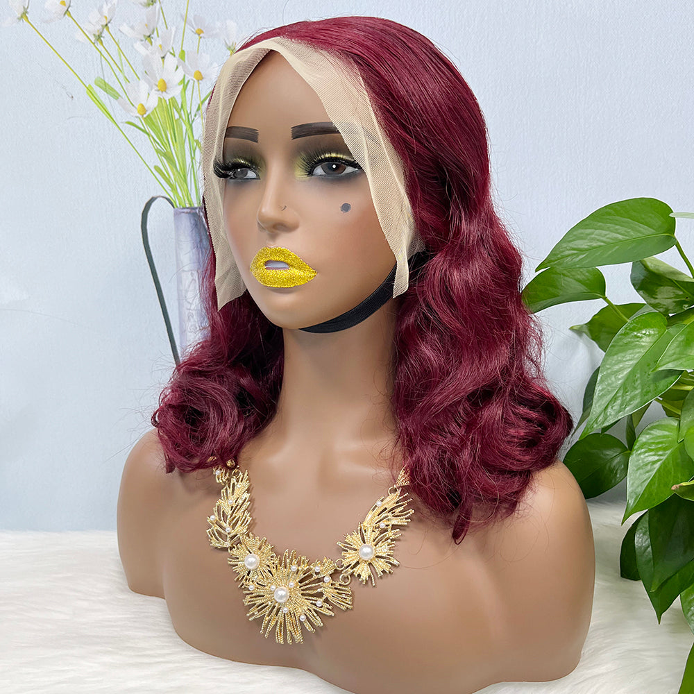 DD 13*4 Lace Wig Loose Body Wave Natural Virgin Human Hair Lace Wigs Color 99J 250% Density