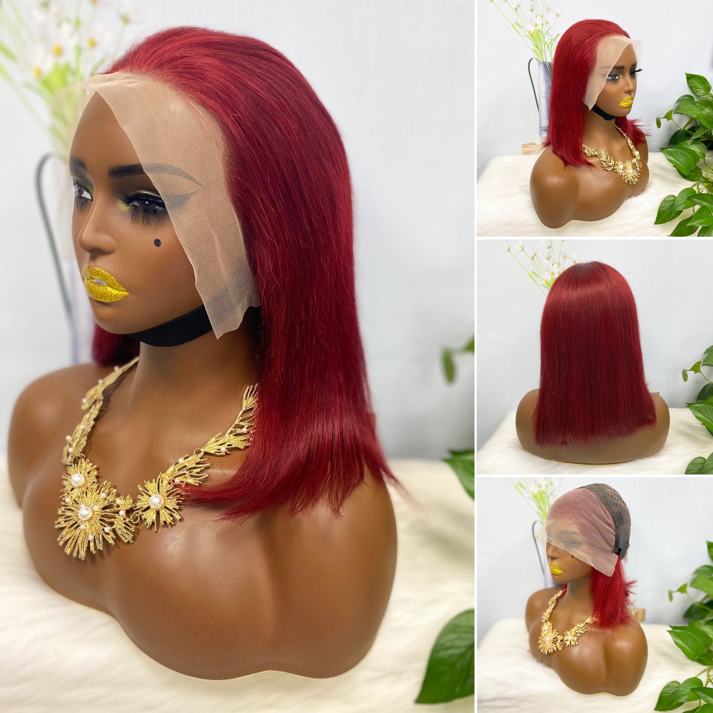 13*4 BoB Wig Straight  Wigs Color 99J 200% Density