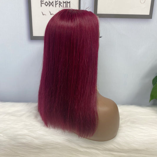 13*4 BoB Wig Straight  Wigs Color 99J 200% Density