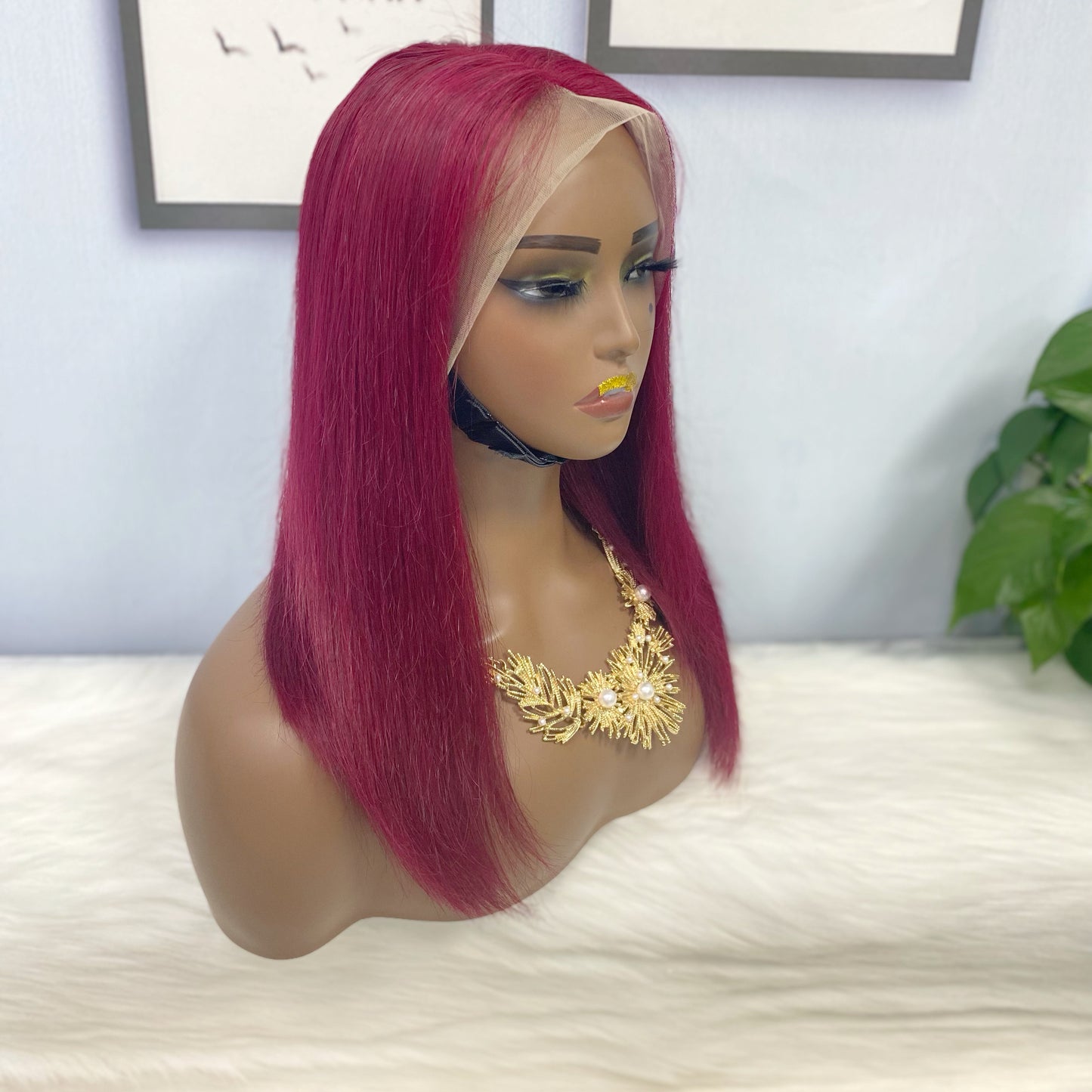 13*4 BoB Wig Straight  Wigs Color 99J 200% Density