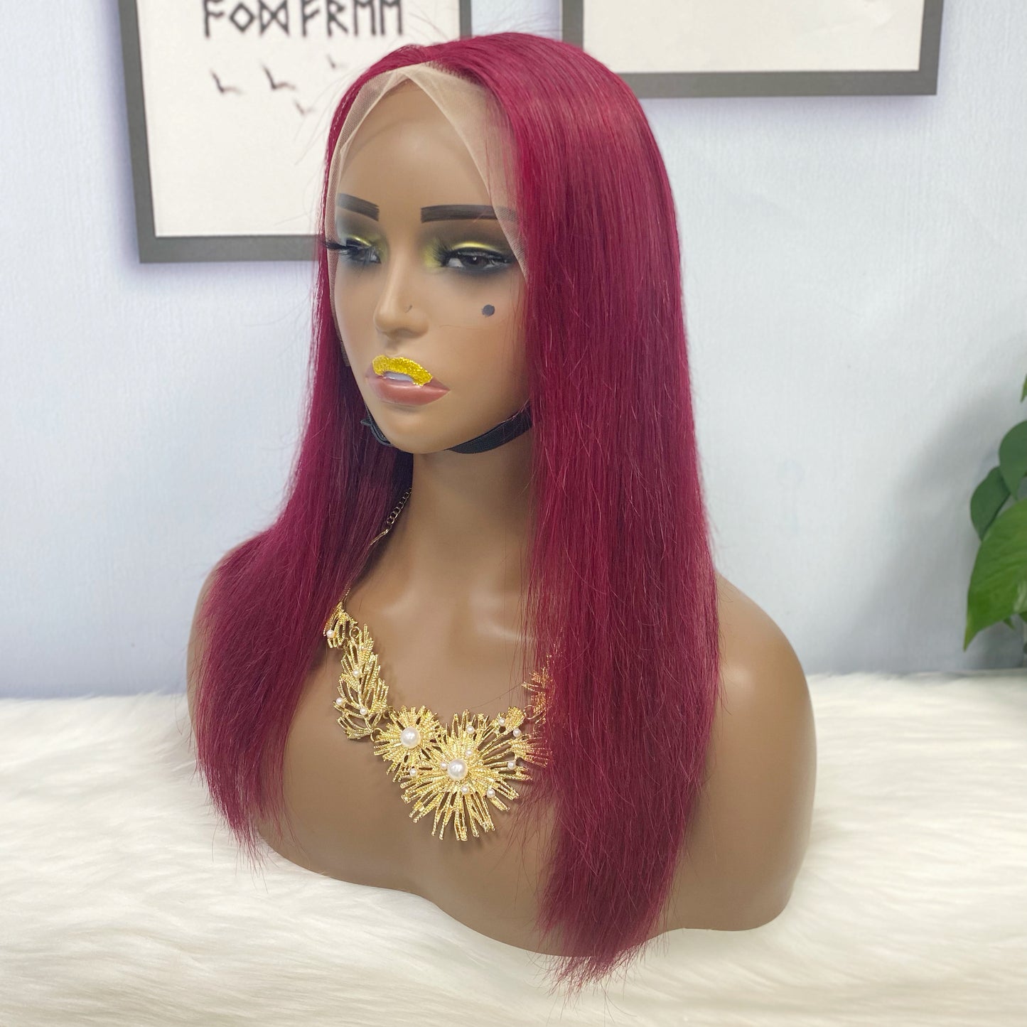 13*4 BoB Wig Straight  Wigs Color 99J 200% Density