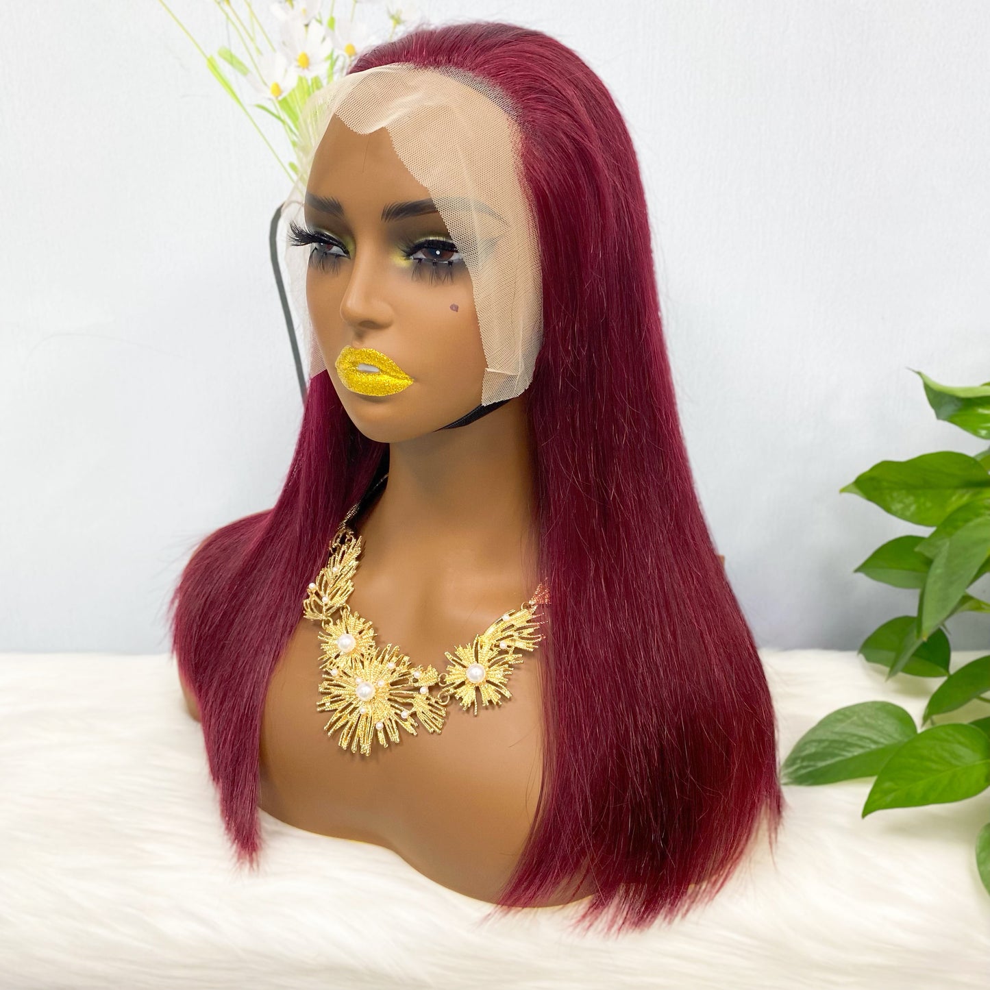 Double Drawn 13*4 BoB Straight  Wigs Color 99J 250% Density