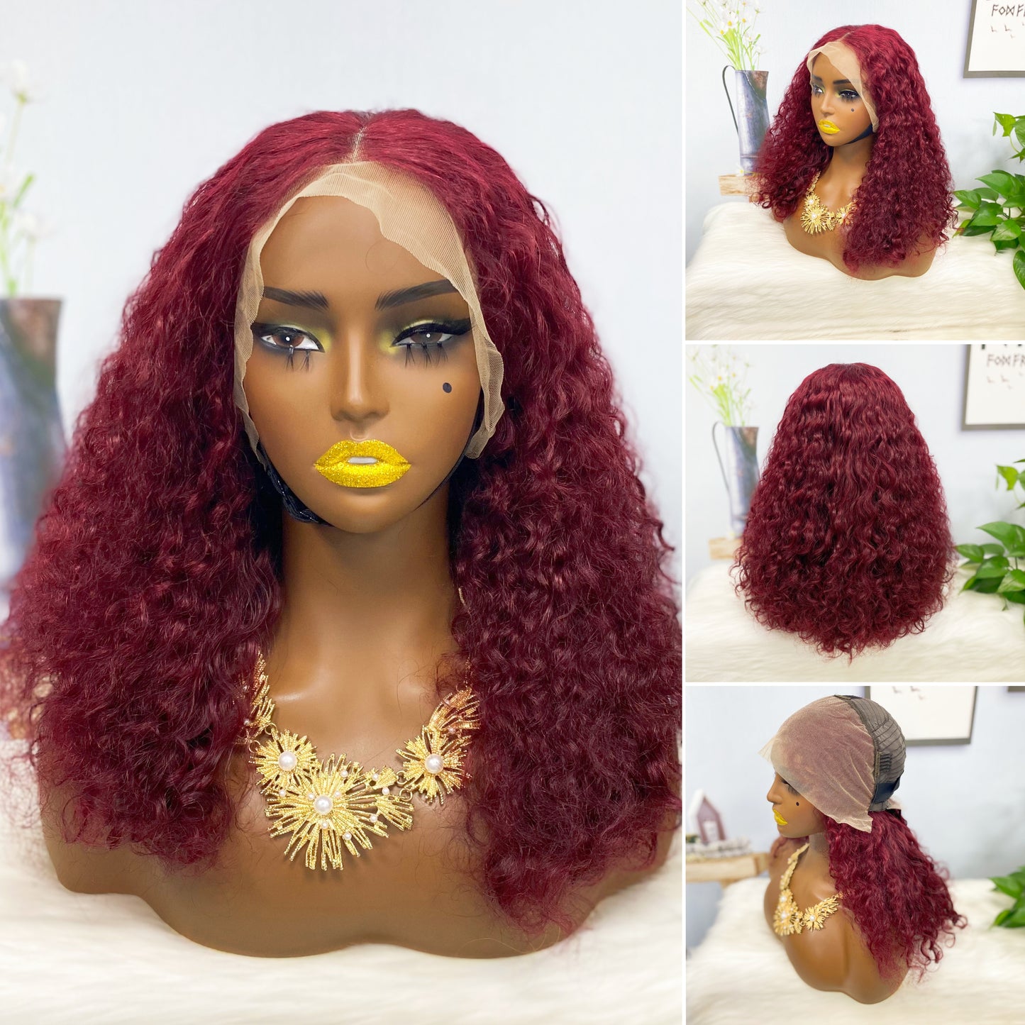 Double Drawn 13*4 Wig Pissy Curl Natural Human Hair Lace Wig Color NC 250% Density