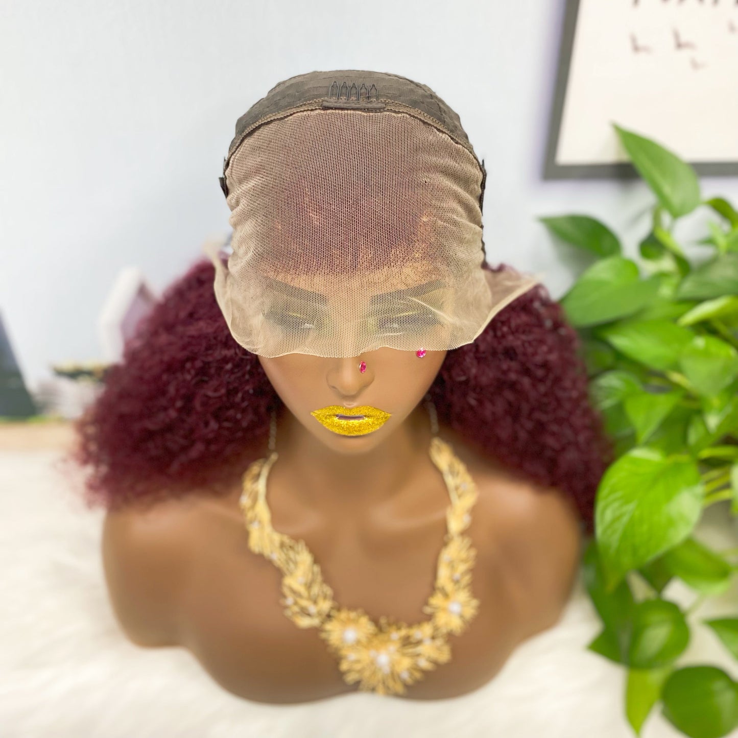 Double Drawn 13*4 Lace Wig Kinky Curl  Lace Wig Color P4/27# 300% Density