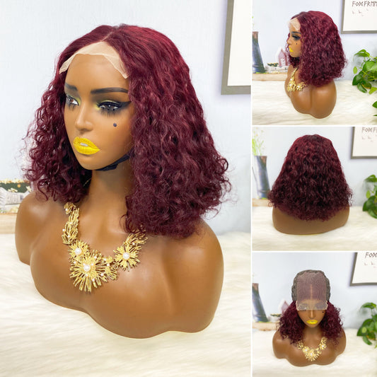 DD 5x5 Glueless Wig WW  Natural Human Hair Lace Wigs Color 99J 14inch