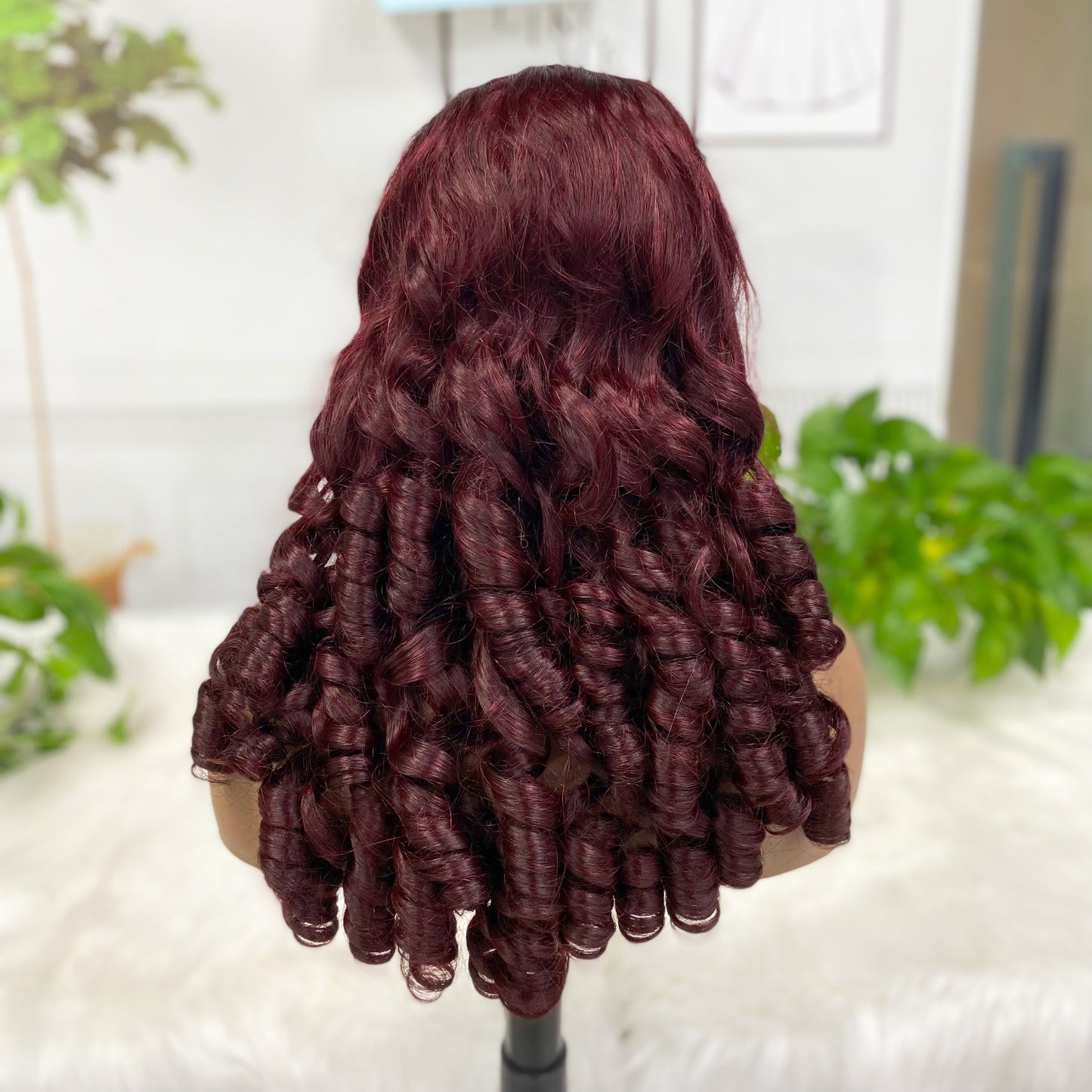 13*4 Lace Wig Spring Curl  Natural Human Hair Lace Wigs Color 99J 300% Density