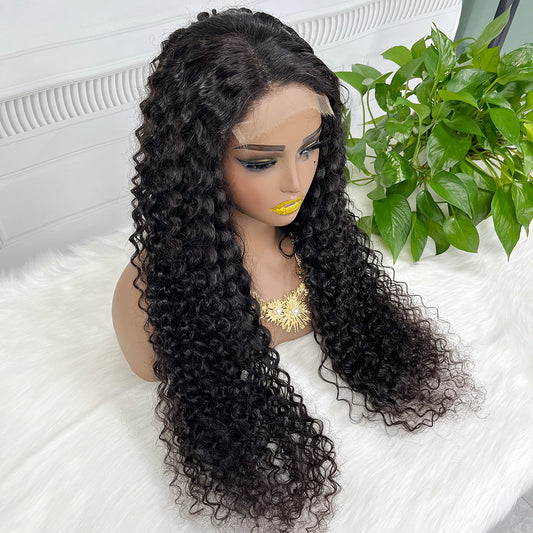 5*5 HD Glueless Lace Wig Water Wave Virgin Human Hair Curly Lace Wigs 250% Density