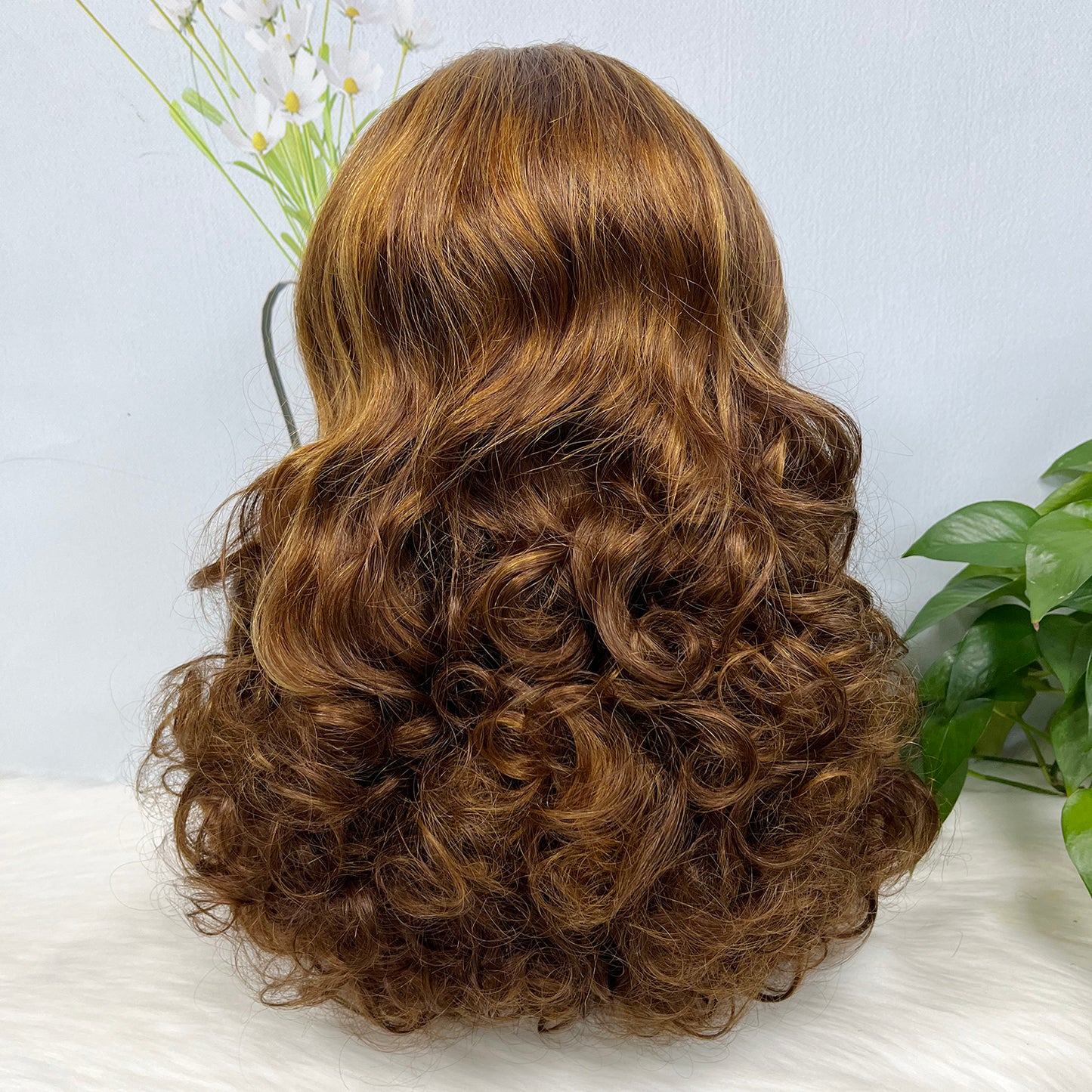 Double Drawn 13*4 Lace Wig Bouncy Natural Virgin Human Hair Wig Color P4/30