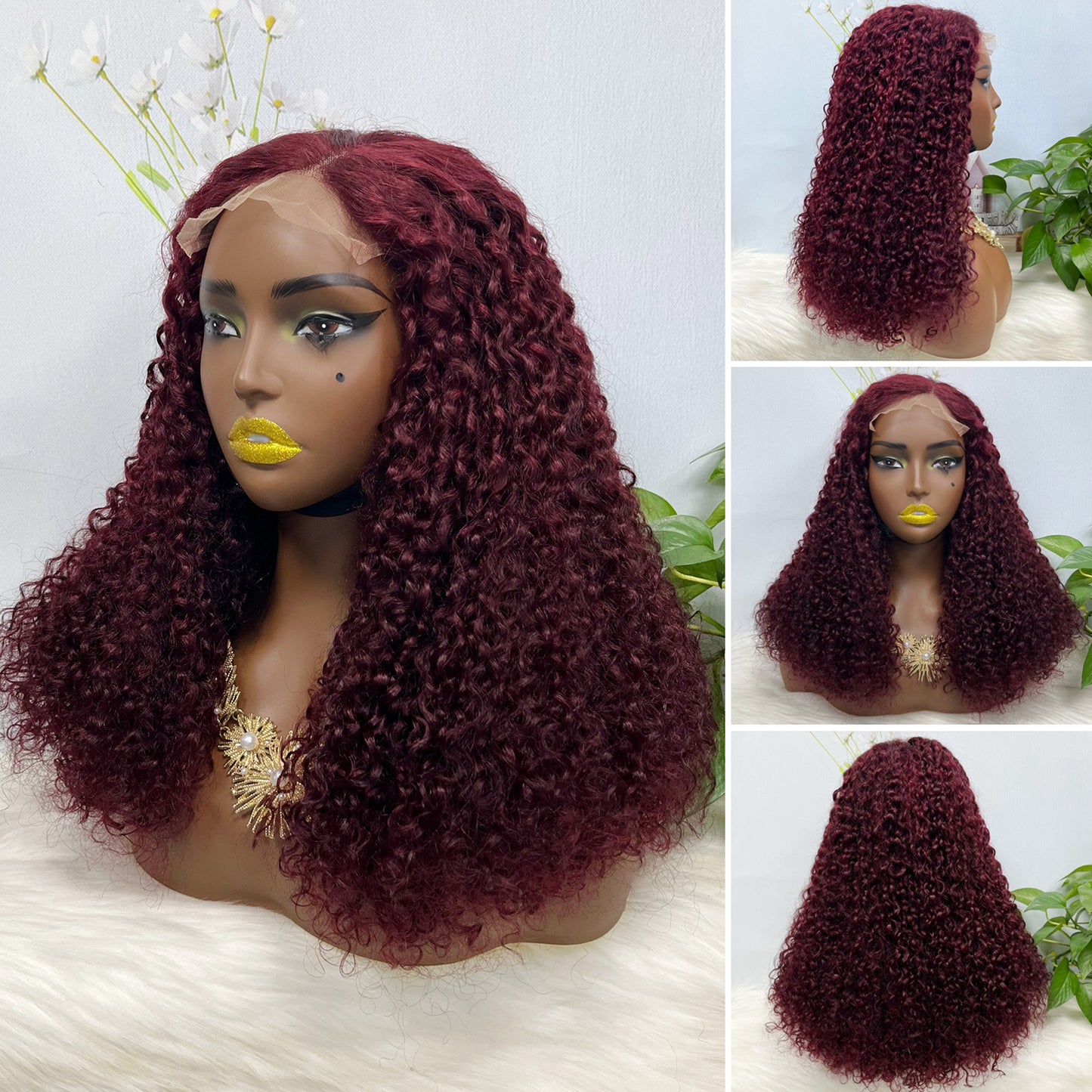 Double Drawn 5*5 Glueless Wig Pixie Curl Natural Color Lace Wigs Color 4# 20inch